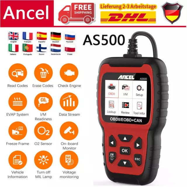 ANCEL AS500 Profi OBD2 Diagnosegerät Auto KFZ Scanner Motor Fehlerauslesegerät