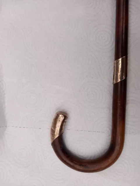 Old Walking Stick With 18ct Gold Plated Fixtures