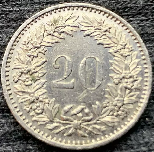 1980 Switzerland 20 Rappen Coin AU UNC  High Grade World Coin   #X193