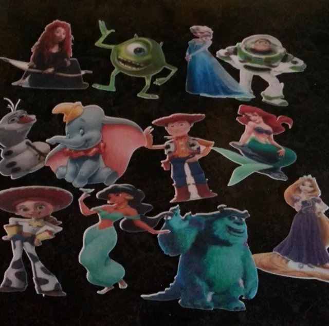 12 PRECUT Disney Mix 2 Edible wafer/rice paper cake/cupcake toppers