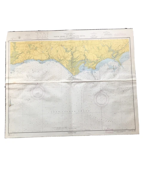 1961 Marine Chart "North Shore Of Long Island Sound Duck Island To Madison Reef"