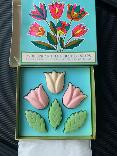 Avon Spring Tulips Hostess Soap Set 6 Soaps New in Original Box Vintage