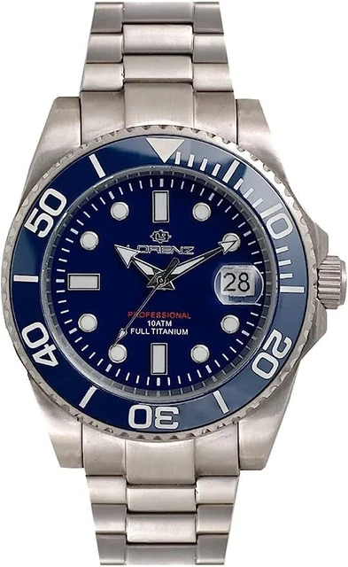 Orologio Full Titanium da Uomo Lorenz 030196BB Diver in Titanio Blu Sub 100 mt
