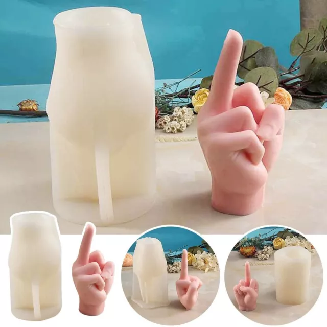 3D Middle Finger Candle Silicone Mold DIY Making Soap Plaster Resin Craft  Molds