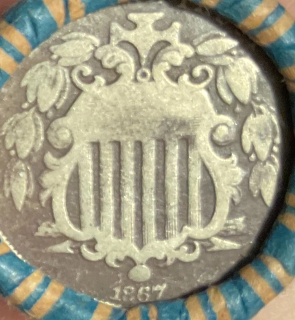Crimped & Sealed Liberty V & Buffalo Nickels roll 1867 Shield & 1892 V ends #64
