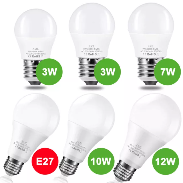 6x E27 LED Globe Glühbirnen Lampe 3W 5W 7W 10W 12W 230V Energiespar Lampen Birne