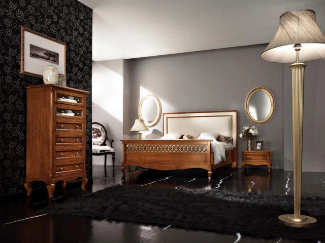 Chambre à Coucher Meuble Set Ensemble Italienne Table de Chevet Massif Bois 2
