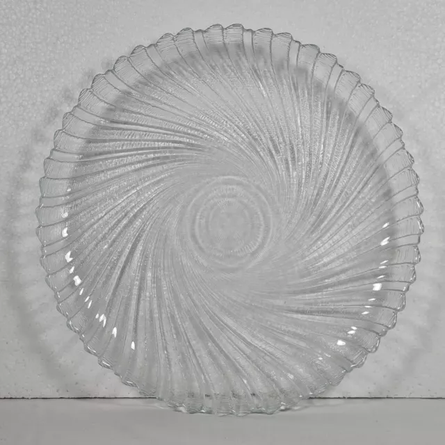 Serving Platter Swirl Design Round Clear Glass 10 Inches