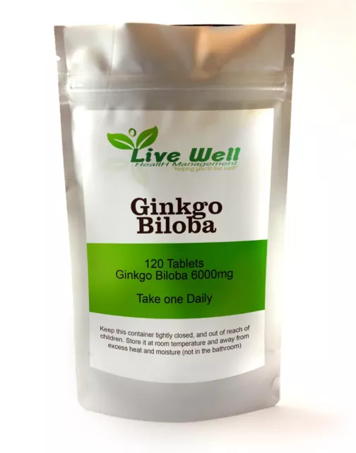 Ginkgo Biloba 6000mg  120 Tablets  High Strength  UK Manufactured Vegan