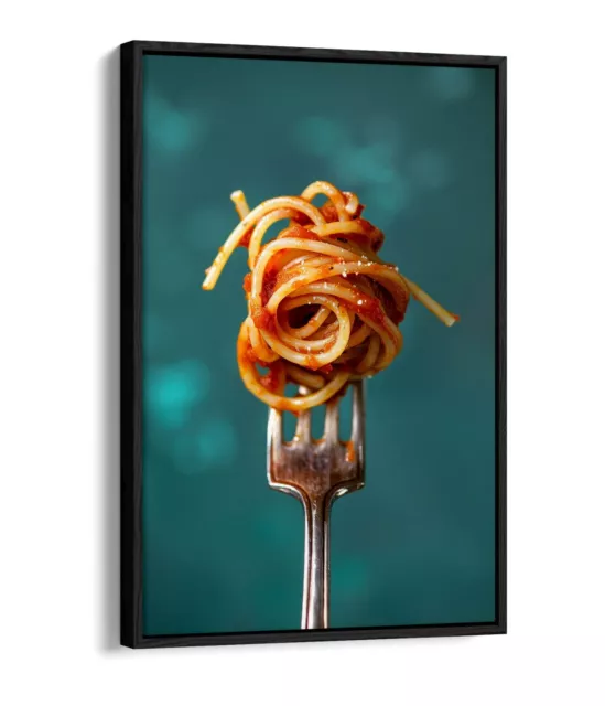 Fork Full Of Spaghetti -Float Effect Framed Canvas Wall Art Print