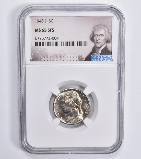 RARE - MS65 5FS 1943-D Jefferson Nickel - Graded NGC *374