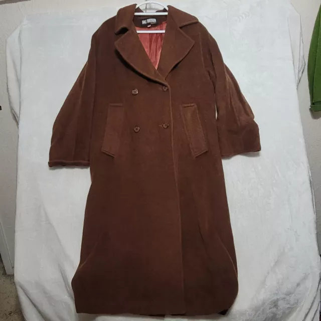 DALE DRESSIN Womens Sz 8 Coat Baby Alpaca Wool Brown Textured Collared