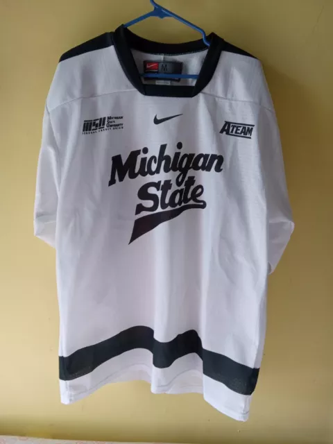 Michigan State Spartans Jersey Mens Medium White Green Ice Hockey Nike NCAA