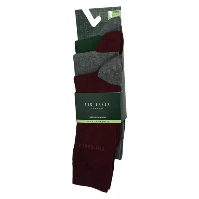 Ted Baker London Marrley Assorted Organic Cotton Mens 3 Pack Ankle Socks UK 7-11 2