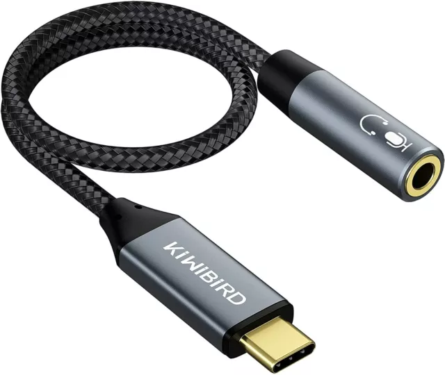 KiWiBiRD USB-C Type C to 3.5mm Headphone Earphone Jack Adapter with DAC chip