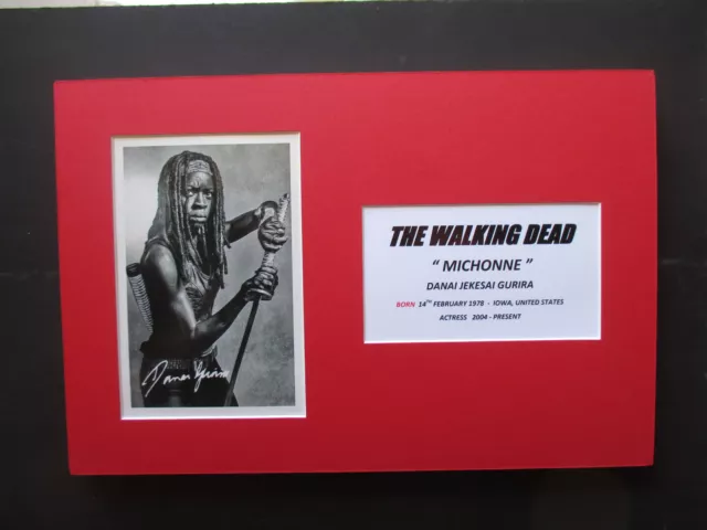 The Walking Dead "Michonne" - Danai Gurira Signed Printed A4 Mounted Photo