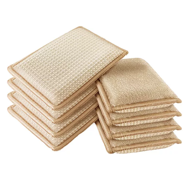 Juego de 6 piezas de almohadillas de fregado de fibra de bambú para lavar platos toalla esponja exfoliante trapo