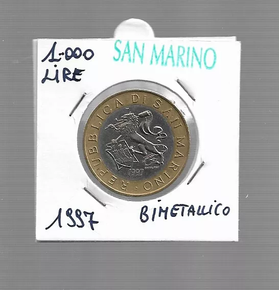 moneta San Marino da 1000 Lire del 1997 bimetallica