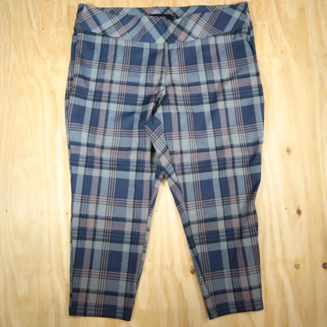 Torrid Blue Grey Plaid Spandex Waist Skinny Pants Women's Size 3 3XL