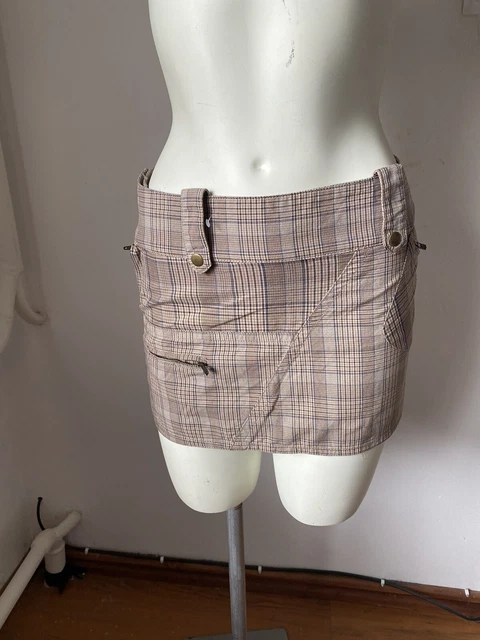 MNG Mini Micro Cargo Skirt Checked Y2K Size 34