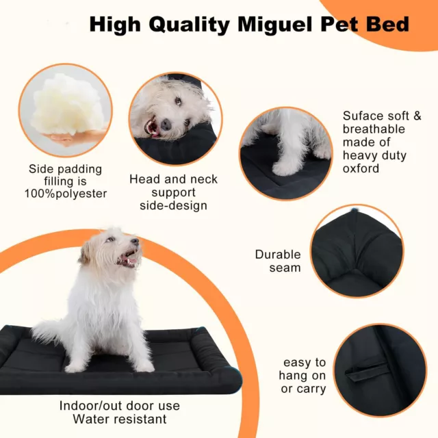 M L XL XXL Black Waterproof Dog Bed 4-Side Bolster Soft 1680D Oxford Pet Cushion