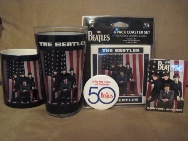 THE BEATLES Lot Of 5 items from 2014 50th Anniversary Including Promo Button