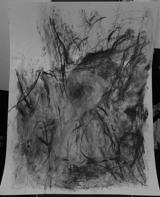 Dessin Original Abstrait Charbon / Fusain 65 x 50 Cm