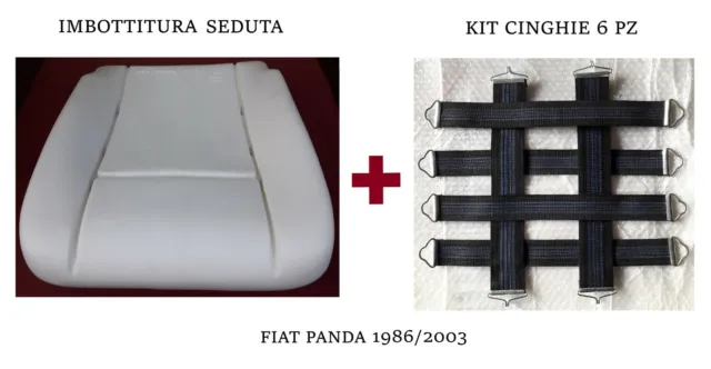 Imbottitura Cuscino Seduta + Kit Cinghie 6 Pz Per Fiat Panda I° Serie 1986/2003