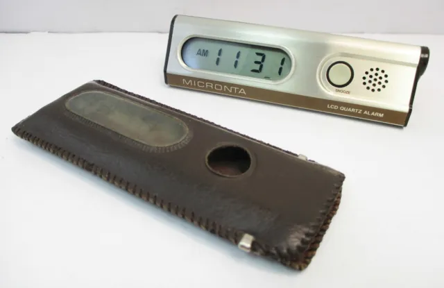 Micronta Digital LCD Quartz Travel Alarm Clock with Slip Case - Tested & Working