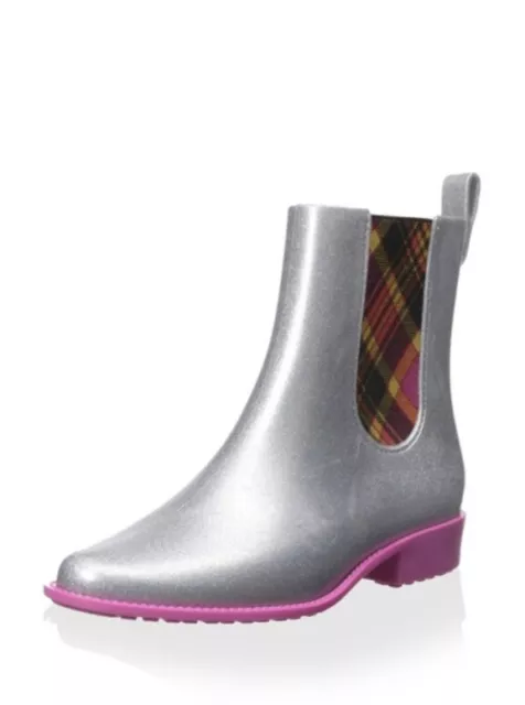 NEW Vivienne Westwood Melissa SZ 9 Silver Riding / Rain Melflex Tartan Boots 3