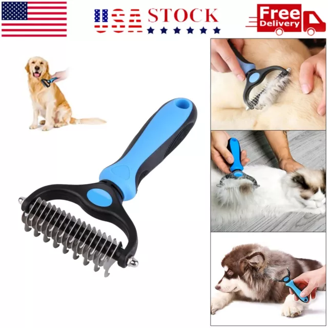 Pet Grooming Tool - 2 Sided Shedding Comb Brush Undercoat Rake for Cats & Dogs