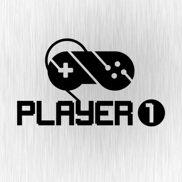 Player 1 Spieler Gamer Gaming Geek Nerd Schwarz Vinyl Decal Sticker Aufkleber