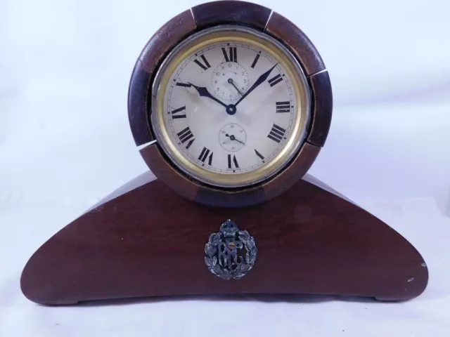 Royal Flying Corps ( RFC ) Badged Wooden Mantel Clock 2