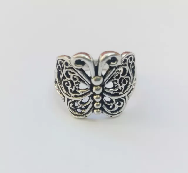 Regalo único anillo de mariposa chapado en plata esterlina tamaño 7 también...