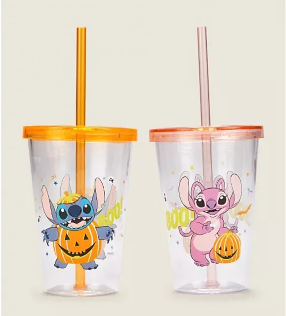 Disney Halloween Stitch Tumbler with Straw Eco Bamboo Reusable Cup - NEW