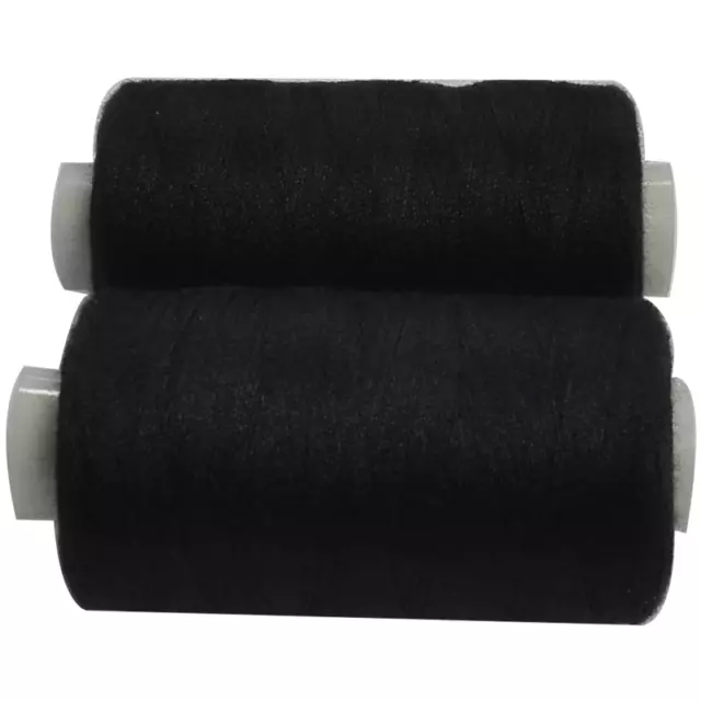 2 Bobines 500 mètres Polyester Coloris Noir fil à coudre REF bob75-580