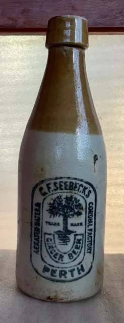 Ginger beer bottle, G.F. Seeback’s, Perth (WA) tree pictorial.