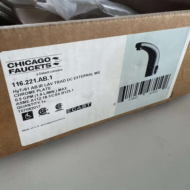 CHICAGO FAUCETS 116.221.AB.1 Mid Arc,Chrome, Faucets, HyTronic Sink Lavatory