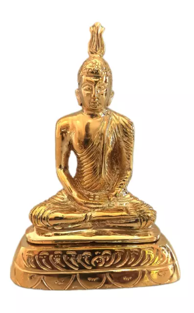 Buddha Statue Figurine Solid Brass 6 Inches  Handmade Sri Lanka Meditation Pose
