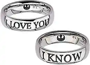 Star Wars I Love You & I Know, Princess Leia & Han Solo Couple Ring Size: 10 & 7