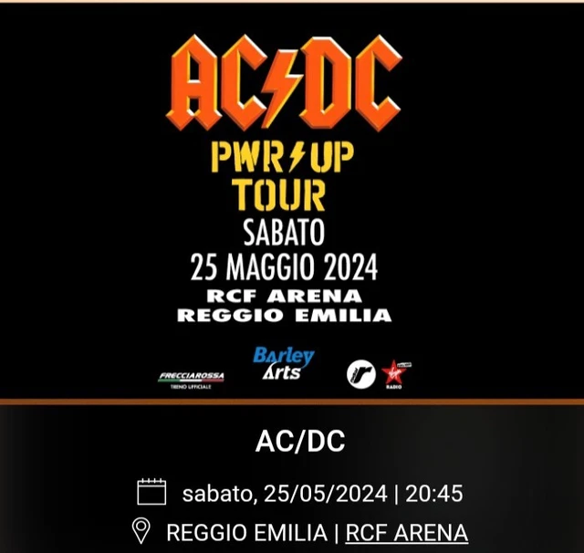 2 BIGLIETTI AC/DC Reggio Emilia 2024 - Blue Zone EUR 280,00 - PicClick IT