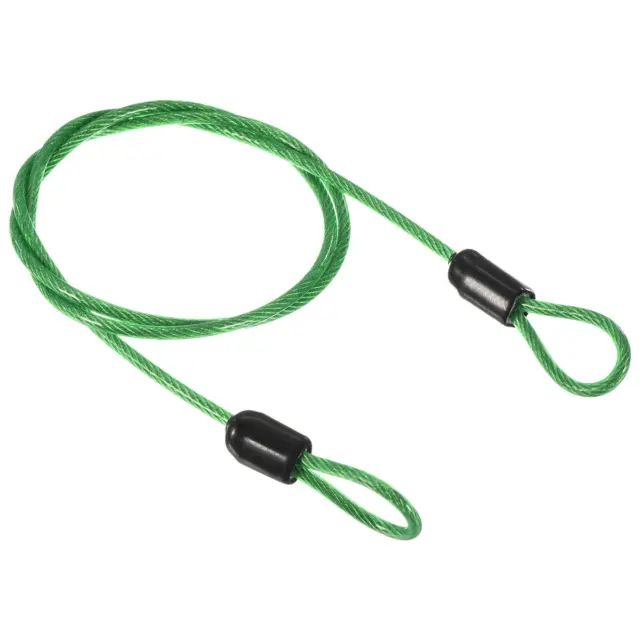 Security Steel Cable 2.5mmx0.5m Coated Luggage Lock Rope w Loop Green