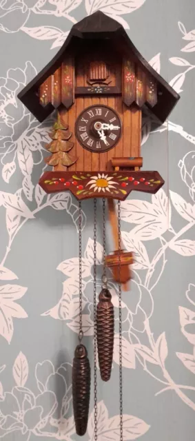 German Black Forest Carved Hand Painted Cuckoo Clock Regula Mechanical Movement