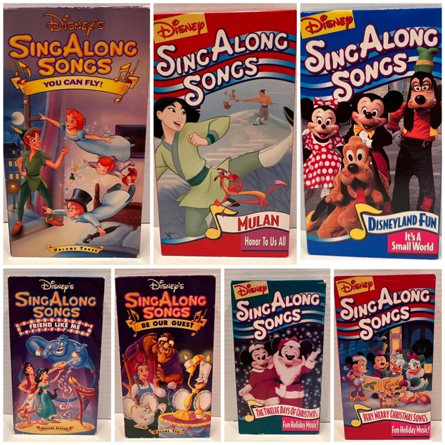DISNEY SING ALONG Songs VHS LOT of 7 Aladdin Mulan Peter Pan Christmas ...