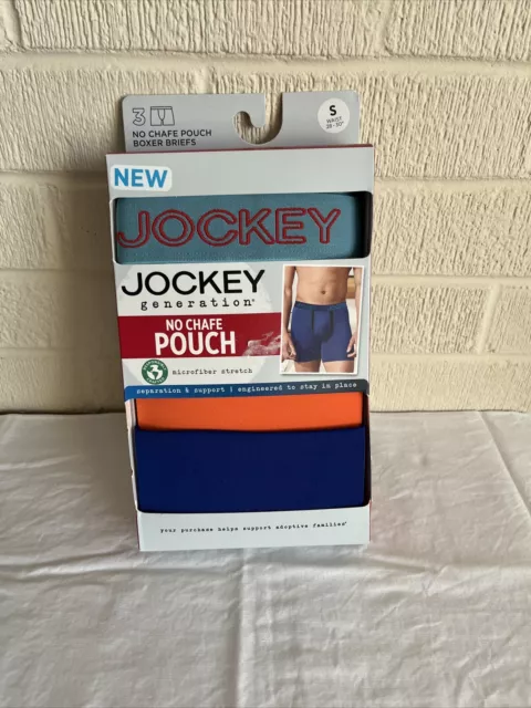 Jockey Generation 3 Pair Men's Boxer Briefs No Chafe Pouch Polyester, S (28-30)