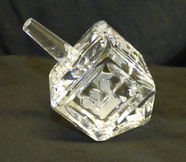 WATERFORD CRYSTAL GLASS Paperweight Hanukkah Dreidel Hebrew Jewish Vtg