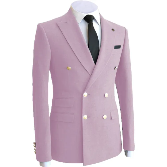 Black Mens Double Breasted Suit Blazer Jackets Coat Tuxedo Vintage Wedding Groom