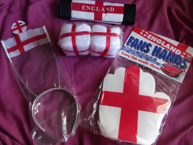 Bundle of England team St. George flag supporters' items-football,rugby,cricket