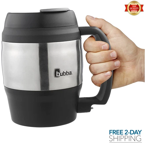 #1 Insulated Thermos Travel Mug Hot Cold Coffee Tea 52 oz Tumbler Cup Black -NEW