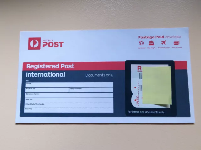 International Pre paid Registered Envelopes - DL (small size) x 10